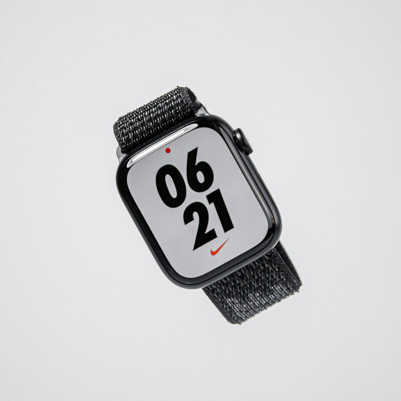 Image of Apple watch suspended in air.